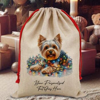 Personalised Yorkshire Terrier In Christmas Lights, 3 of 10