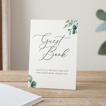 Blue Eucalyptus Personalised Surname Wedding Guest Book, 2 of 2