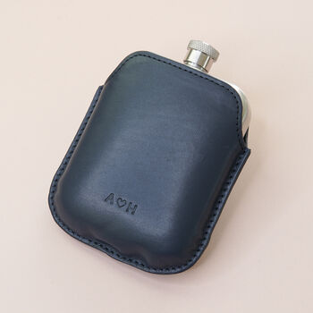 Silver Hip Flask With Vintage Leather Sleeve, 8 of 11