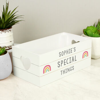Personalised Rainbow White Wooden Storage Crate, 4 of 4