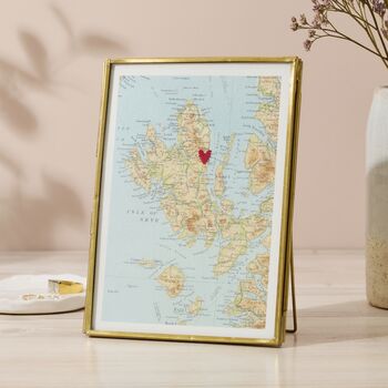 Personalised Family Vintage Map Stitch Heart Picture, 2 of 6