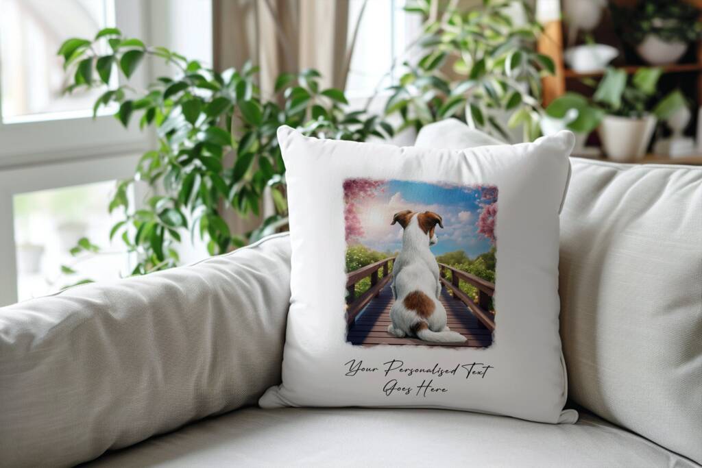 Personalised Jack Russell Bridge Dog Cushion Cover Keepsake Gift
