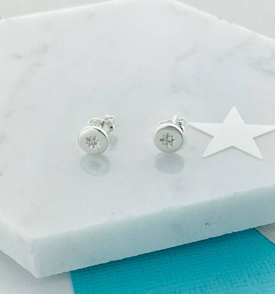 Round Genuine Diamond Studs, 1 of 2