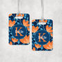Personalised Blue And Orange Flowers Luggage Tag, thumbnail 3 of 3