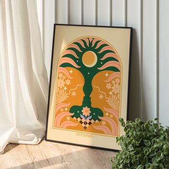 ‘Entwined’ Boho, Soulmate, Love, Floral Art Print, 3 of 6