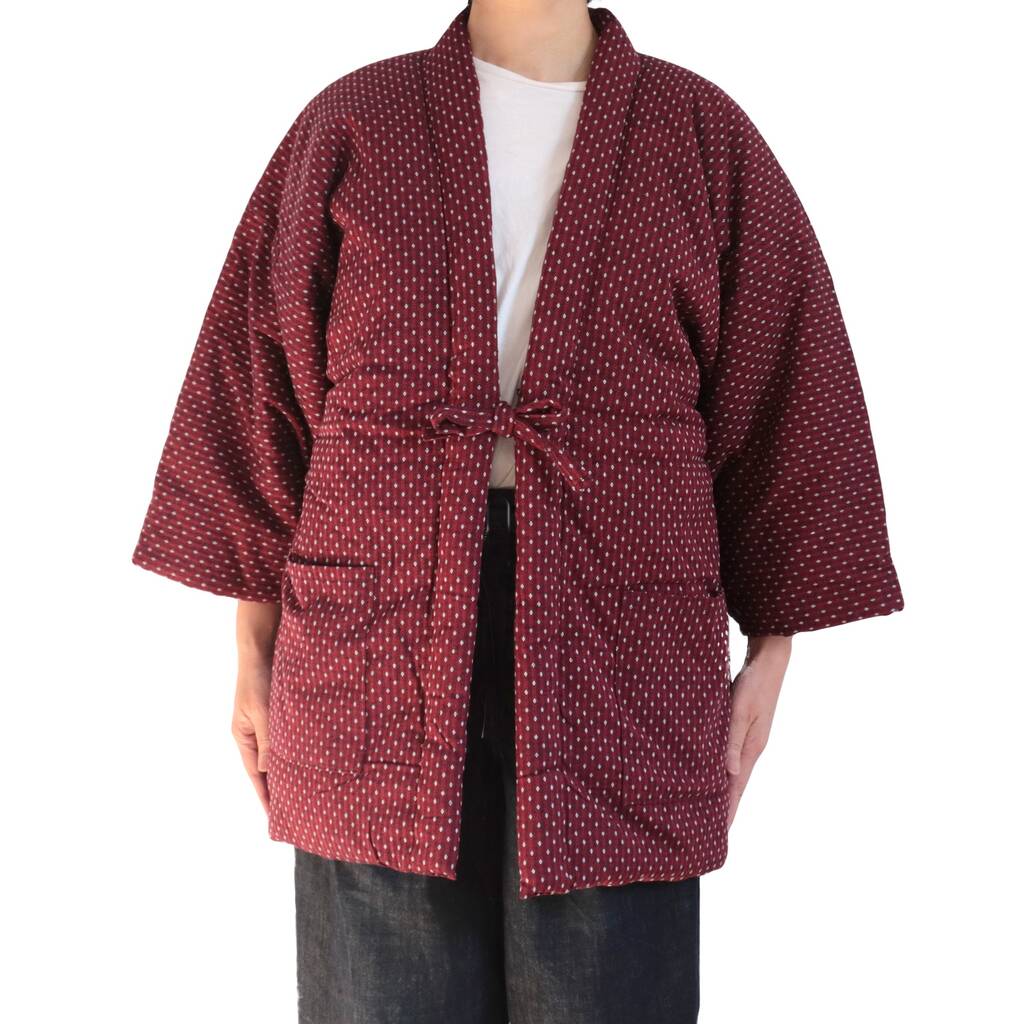 Japanese Padded Cotton Kimono Jacket Maroon, 1 of 10