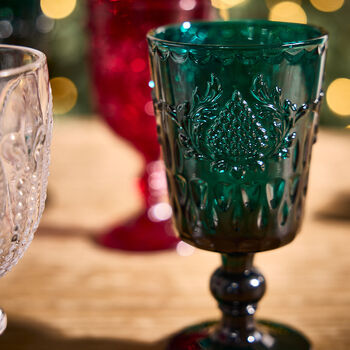 Set Of Four Vintage Embossed Coloured Wine Glasses, 6 of 9
