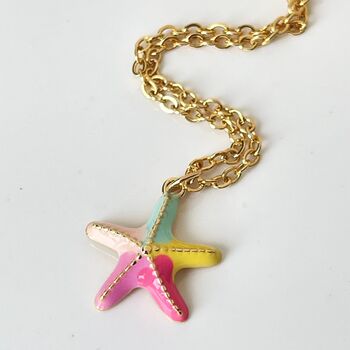 Colourful Pastel Enamel Starfish Necklace, 3 of 7