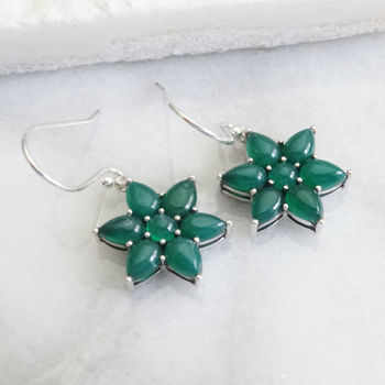 Emerald Green Onyx Drop Earrings, 2 of 3