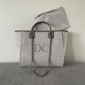 Personalised Grey Large Chain Custom Tote Bag, 2 of 9