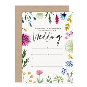 Wildflowers Ready To Write Wedding Invitation Set, 2 of 6