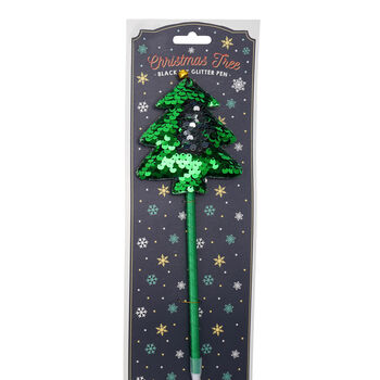 Green Sequin Christmas Tree Pen | Black Ballpoint, 3 of 3