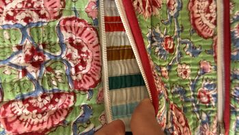 Quilted Block Print Toiletry Roll Up Pouch: Travel Kit, 2 of 12