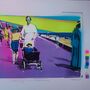 'Strolling The Prom' Original Neon Stencil Over Print, thumbnail 7 of 10