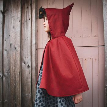 Handmade Little Red Riding Hood Waxed Cape, 8 of 8