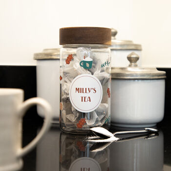 Personalised Autumn Tea Glass Storage Jar, 2 of 10