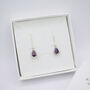 Amethyst Purple Teardrop Leverback Earrings, thumbnail 4 of 7
