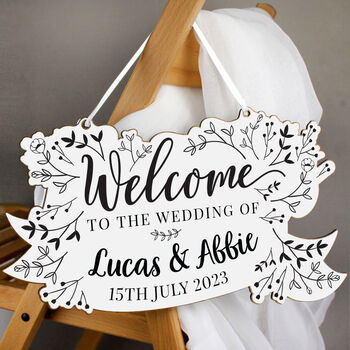 Personalised Botanical Wooden Wedding Sign, 9 of 9