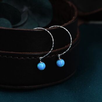 Sterling Silver Blue Opal Bead Dangle Earrings, 2 of 11