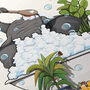 Elephant In Bubble Bath In Bathroom, Funny Toilet Art, thumbnail 8 of 8