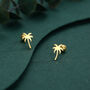 Palm Tree 18 G Screw Back Earrings With Ball Backs In Sterling Silver, thumbnail 5 of 11