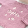 Personalised Baby Cardigan With Daisy And Name Embroidery, thumbnail 2 of 12