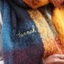Personalised Burgundy, Navy And Mustard Winter Scarf, thumbnail 3 of 10
