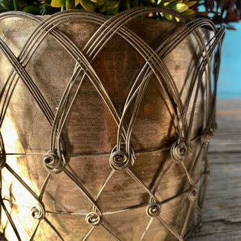Two Brass Caged Planters Ltzkr028, 4 of 4