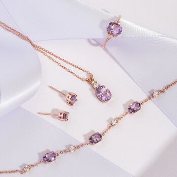 Lavender Amethyst Pendant Necklace In Sterling Silver, 11 of 12