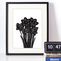 Daffodil Flowers Black And White Linocut Art Print, thumbnail 3 of 5
