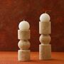 Set Of Two Travertine Candle Holder Set, Layered Design, thumbnail 1 of 2