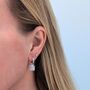 The Square Moonstsone Earrings, Silver, thumbnail 2 of 6