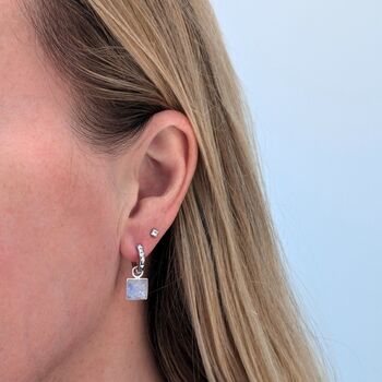 The Square Moonstsone Earrings, Silver, 2 of 6