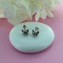 Little Detailed Cat Head Stud Earrings, thumbnail 1 of 2