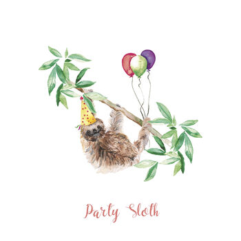 Birthday Sloth Hand Painted Greetings Card, 2 of 2