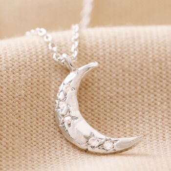 Crystal Crescent Moon Necklace, 6 of 12