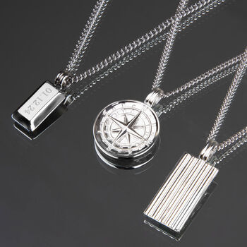 Compass Men's Necklace 925 Solid Silver, 2 of 8