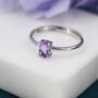 Sterling Silver Natural Amethyst Oval Ring, thumbnail 2 of 11