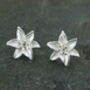 White Lily Flower Stud Earrings, thumbnail 2 of 4