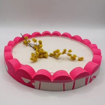 Neon Scalloped Tray Pink And White, 3 of 8