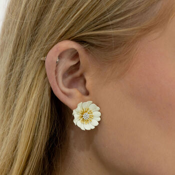 Chrysanthemum Earring In Ivory, 2 of 3