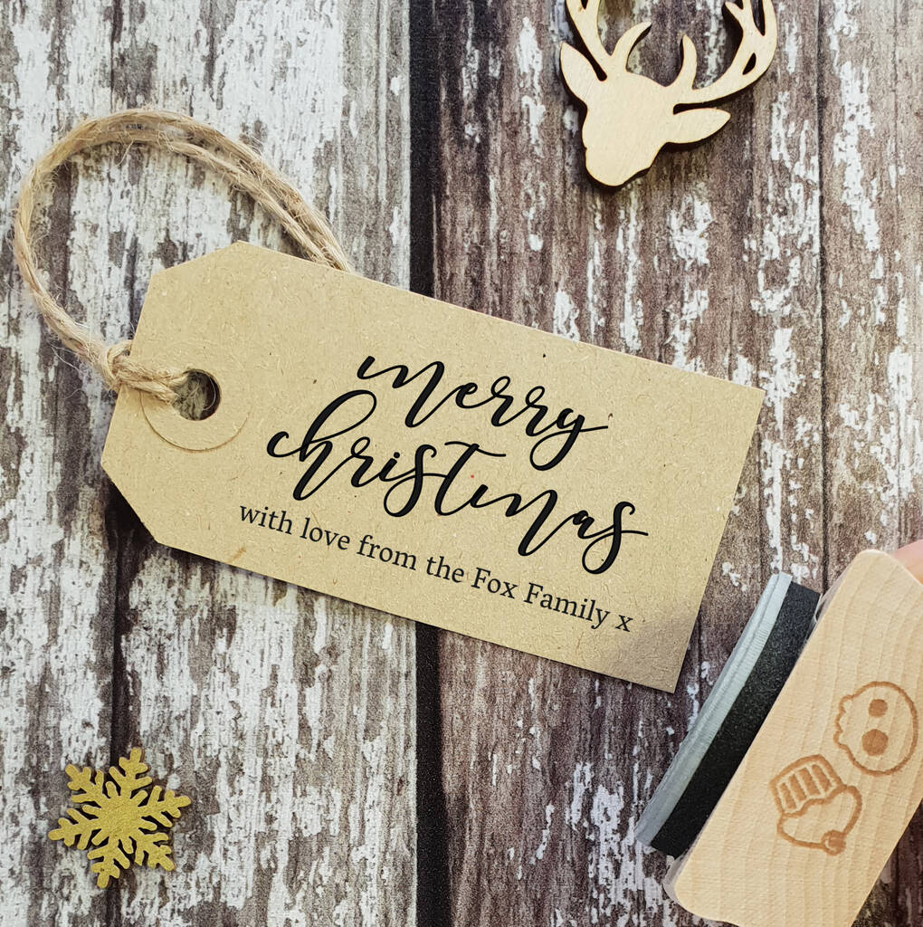 Personalised Merry Christmas Calligraphy Rubber Stamp, 1 of 3