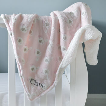 Personalised Pink Bunny Sherpa Baby Blanket, 4 of 10