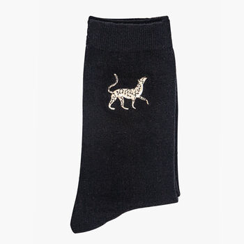 Embroidered Cheetah Ankle Socks Black, 2 of 4