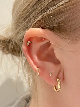 14k Solid Gold Tiny Clicker Hoop Earring, 2 of 2
