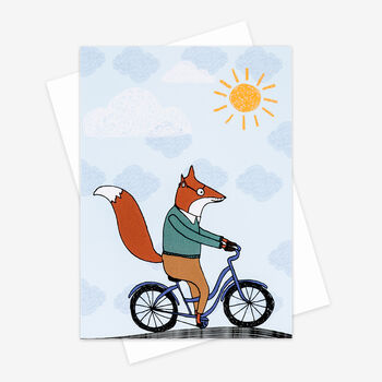 'Fox Cycling' Greetings Card, 2 of 2
