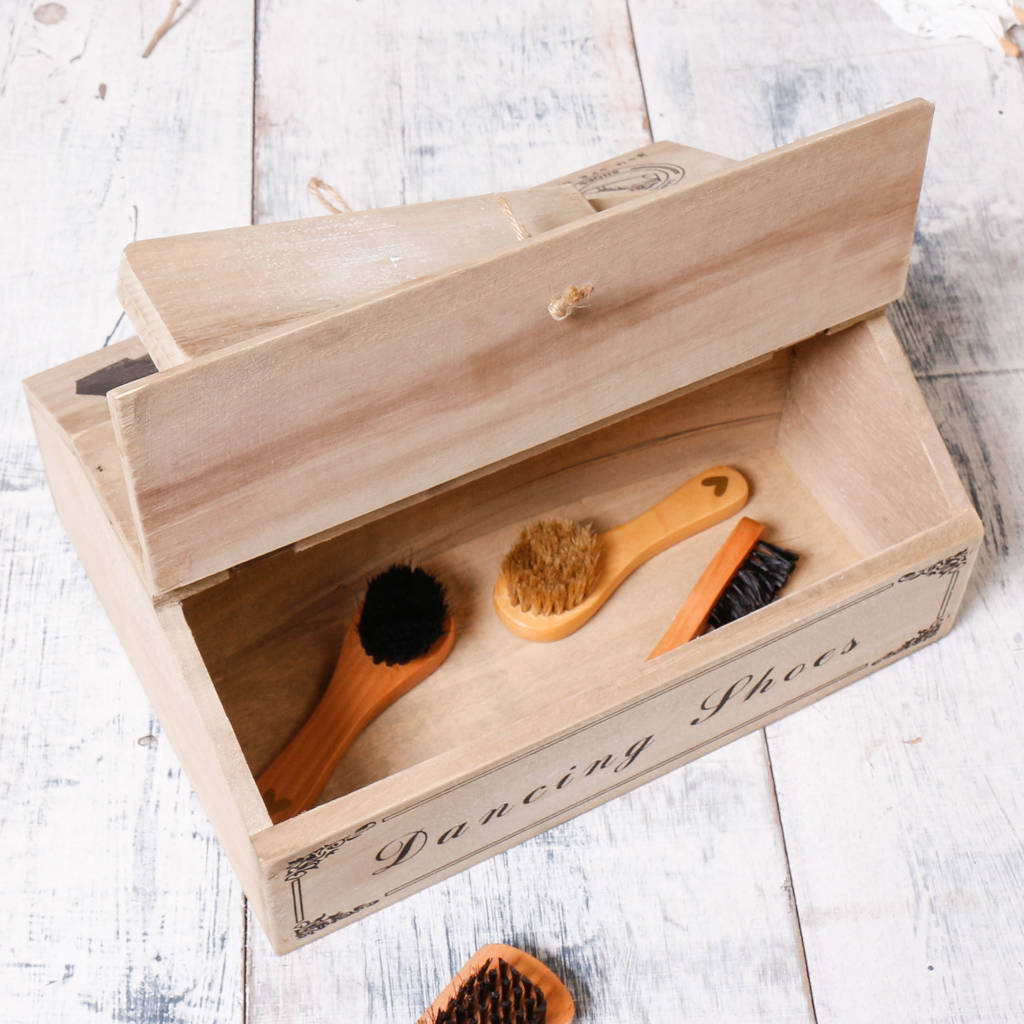 Personalised French Wooden Shoe Cleaning Box By Dibor