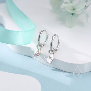 Sterling Silver Minimalist Robin Bird Dangle Huggie Hoops, 4 of 10