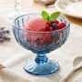 Set Of Four Blue Aurielle Glass Footed Dessert Bowls, thumbnail 2 of 3