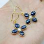 Blue Sapphire, Pearl Drop Gold Earrings, thumbnail 1 of 5